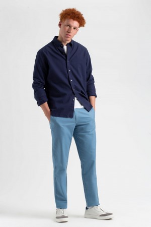 Ben Sherman Beatnik Oxford Slim Taper Garment Dye Chino パンツ 青 | 531794-ZQF