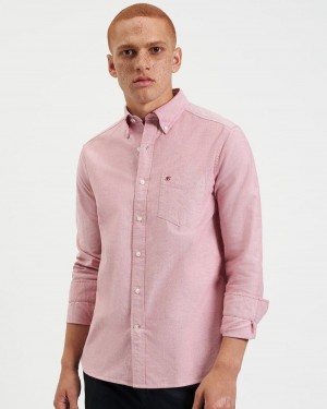 Ben Sherman Brighton Oxford Organic シャツ ライト赤 | 067835-ONZ