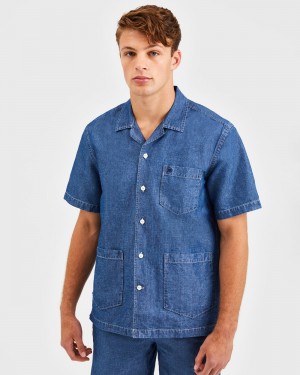 Ben Sherman Hastings Garment Dye Chambray シャツ インディゴブルー | 598207-ONB