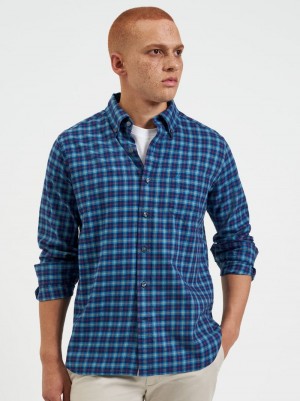 Ben Sherman House Tartan Twill シャツ ネイビー | 047856-MIR