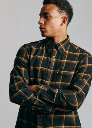 Ben Sherman Oversized Brushed Check シャツ 黒 | 934216-FDK