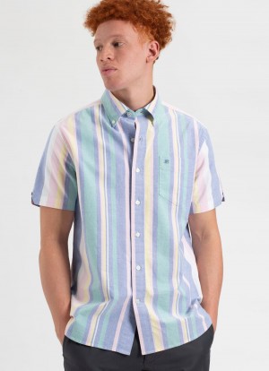 Ben Sherman Short Sleeve Brighton Oxford Organic Stripe シャツ カラー | 605917-WSY