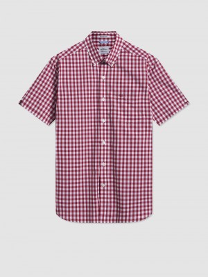 Ben Sherman Short Sleeve House Poplin Gingham シャツ ボルドー | 923451-MRW