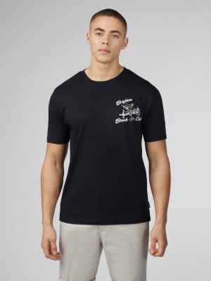 Ben Sherman Signature Brighton Beach Club Tシャツ 黒 | 049752-YSX