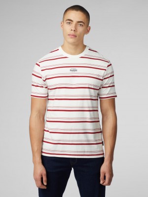 Ben Sherman Signature Fine Stripe Tシャツ 白 | 837506-RKU