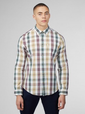 Ben Sherman Signature Heritage Check シャツ 白 | 386129-YEW