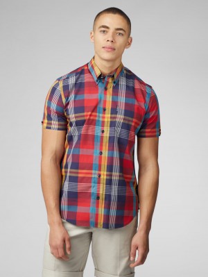 Ben Sherman Signature Large Madras Check シャツ 赤 | 069183-WDQ