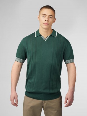 Ben Sherman Signature Open Neck Polo ニットウェア 緑 | 859370-OYA