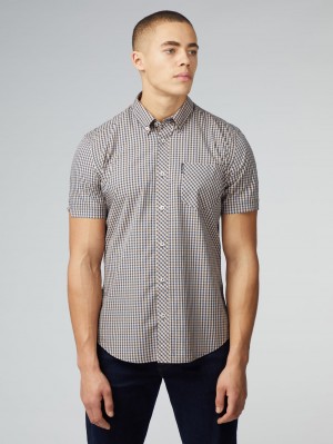 Ben Sherman Signature Short Sleeve Gingham シャツ 銅 オレンジ | 768145-OCP