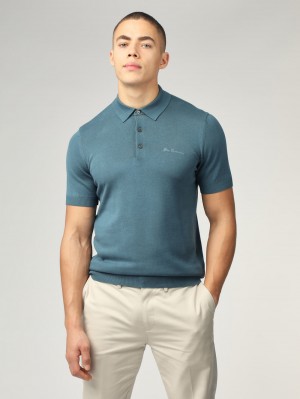 Ben Sherman Signature Short Sleeve Polo ニットウェア ターコイズ | 972840-MUI