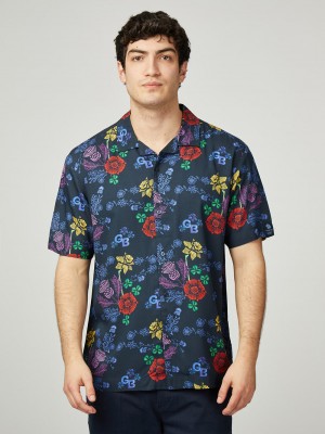 Ben Sherman Team GB Floral シャツ ネイビー | 791256-HBM