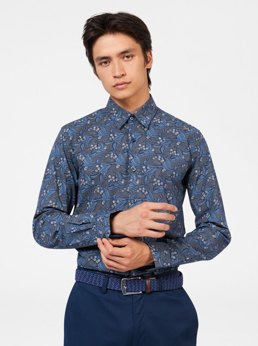 Ben Sherman Art Nouveau Floral シャツ ネイビー | 065231-YEG