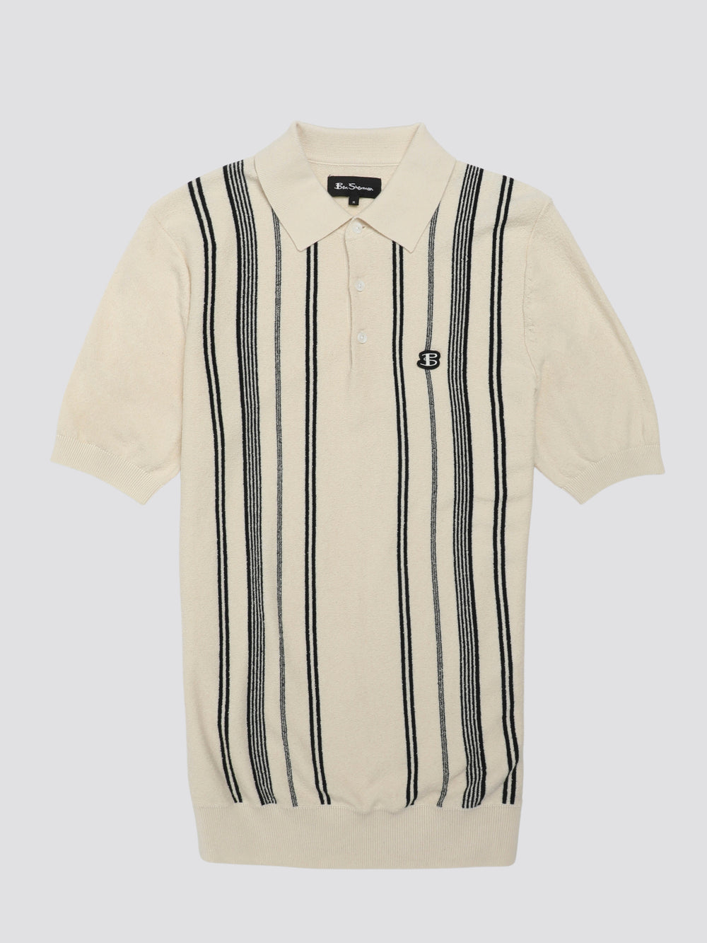 Ben Sherman B by Ben Sherman Crinkle Cotton Stripe Polo ニットウェア 白 | 674318-ZOV