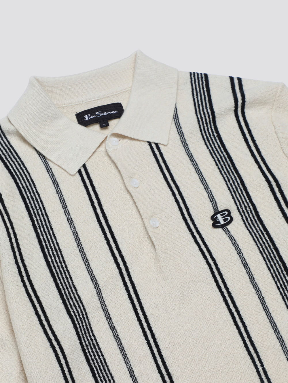 Ben Sherman B by Ben Sherman Crinkle Cotton Stripe Polo ニットウェア 白 | 674318-ZOV