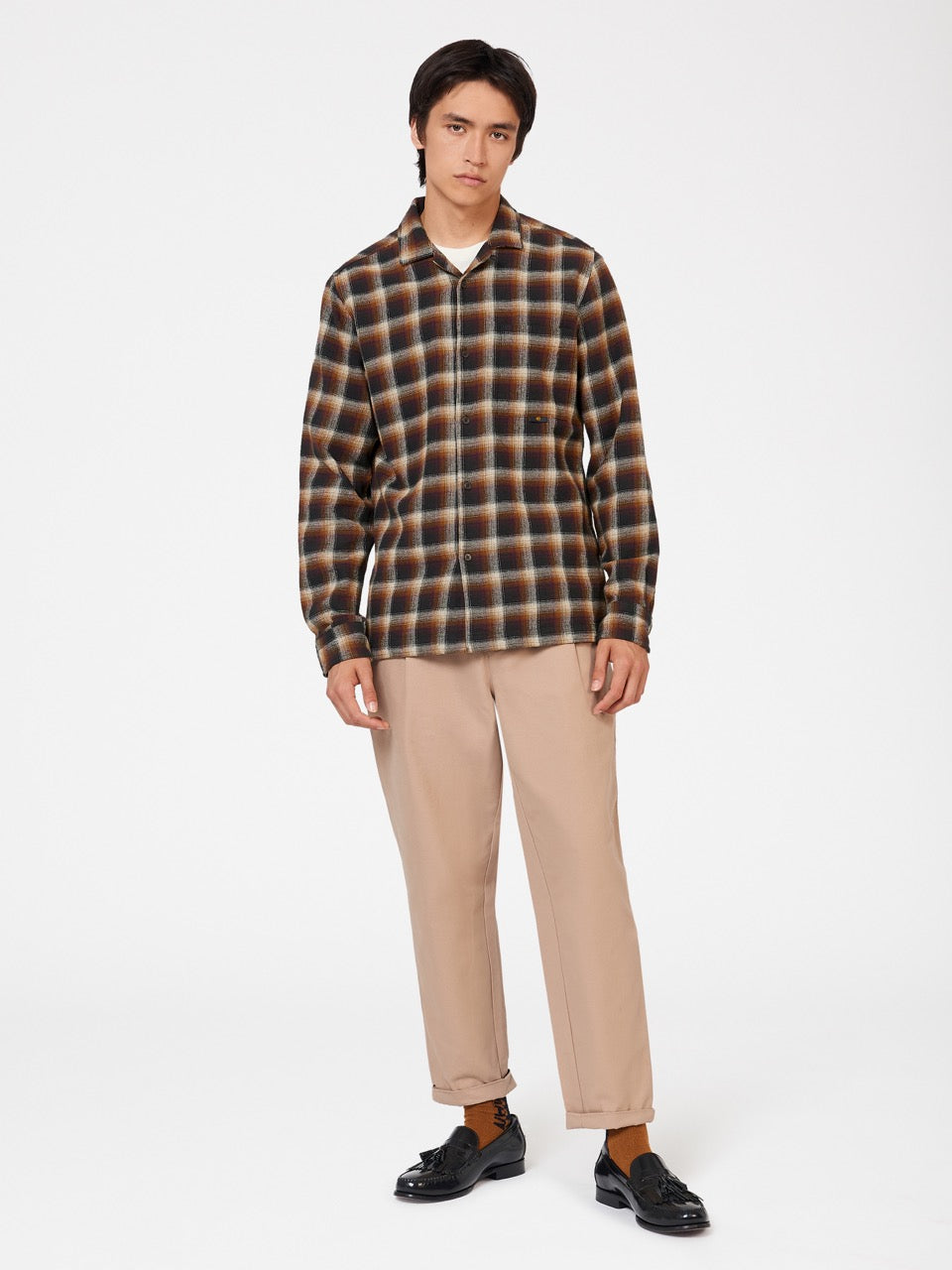 Ben Sherman B by Ben Sherman Ombre Check シャツ ブラウン | 435672-HUX