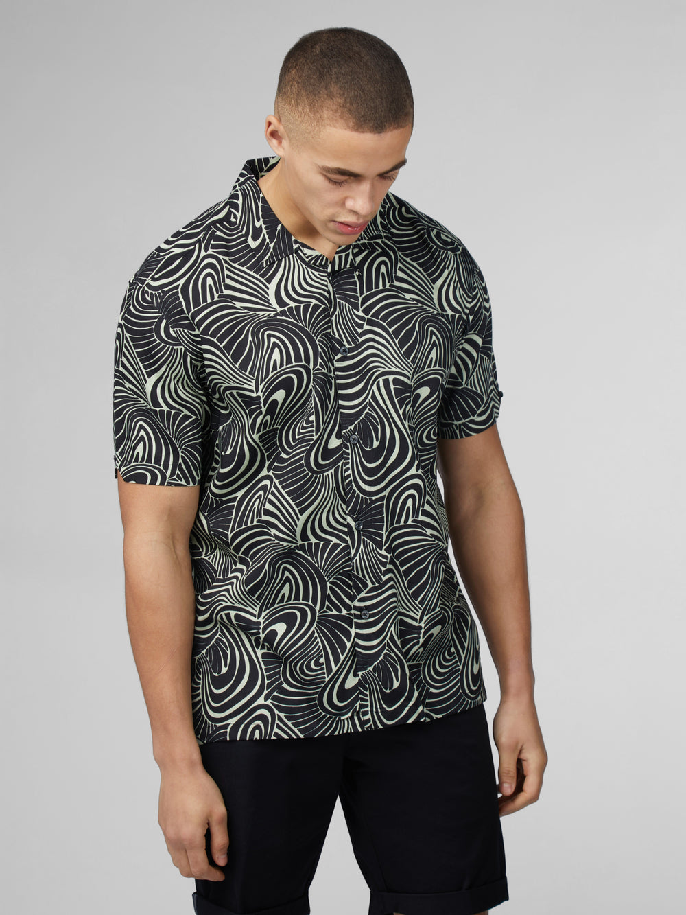 Ben Sherman B by Ben Sherman Psychedelic Swirl Print シャツ Mint | 357269-EZI