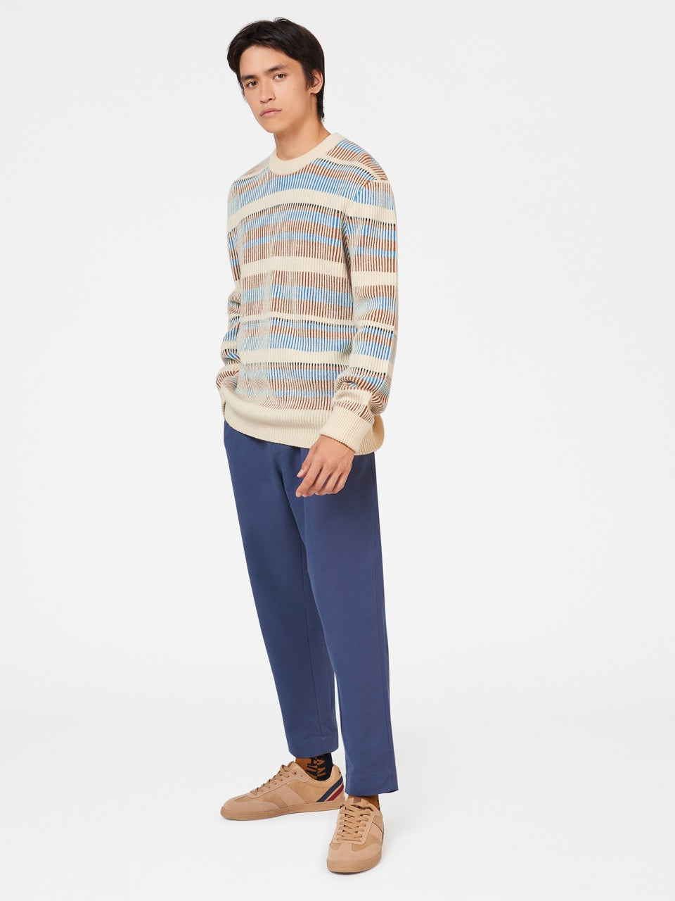 Ben Sherman B by Ben Sherman Stripe ニットウェア 白 | 849326-JXA