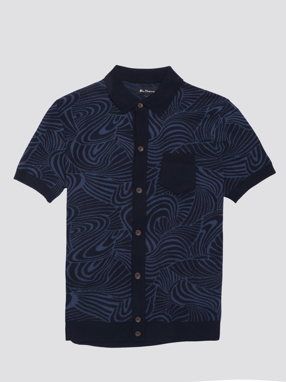 Ben Sherman B by Ben Sherman Swirl Jacquard Button Through Polo ニットウェア ネイビー | 374852-BGK