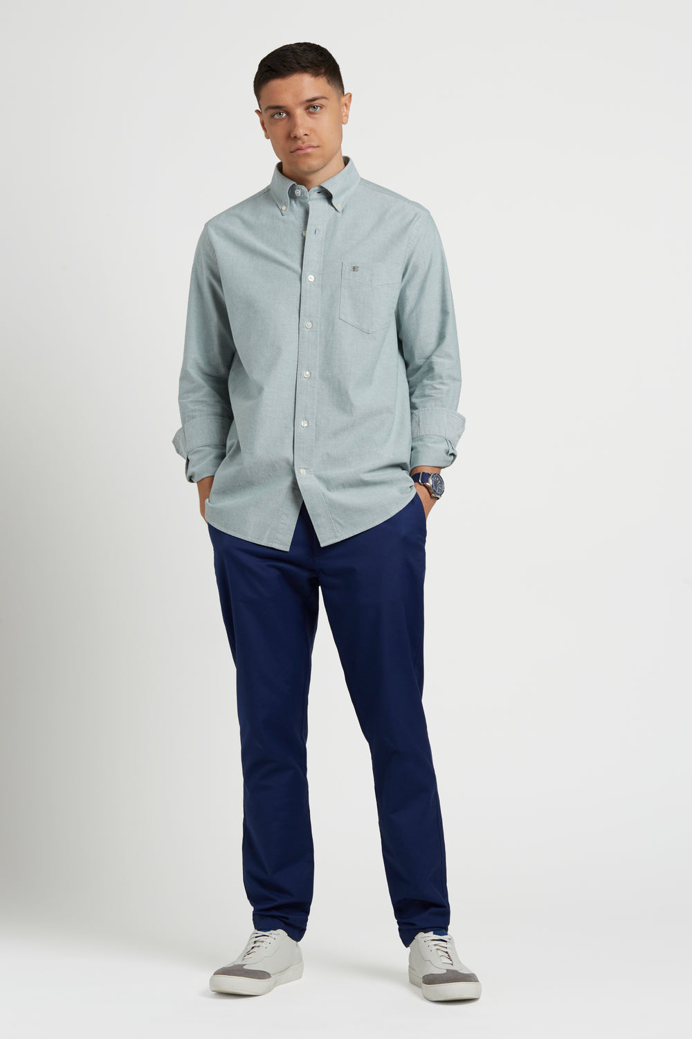 Ben Sherman Brighton Oxford Organic Green シャツ 緑 | 693418-IZU