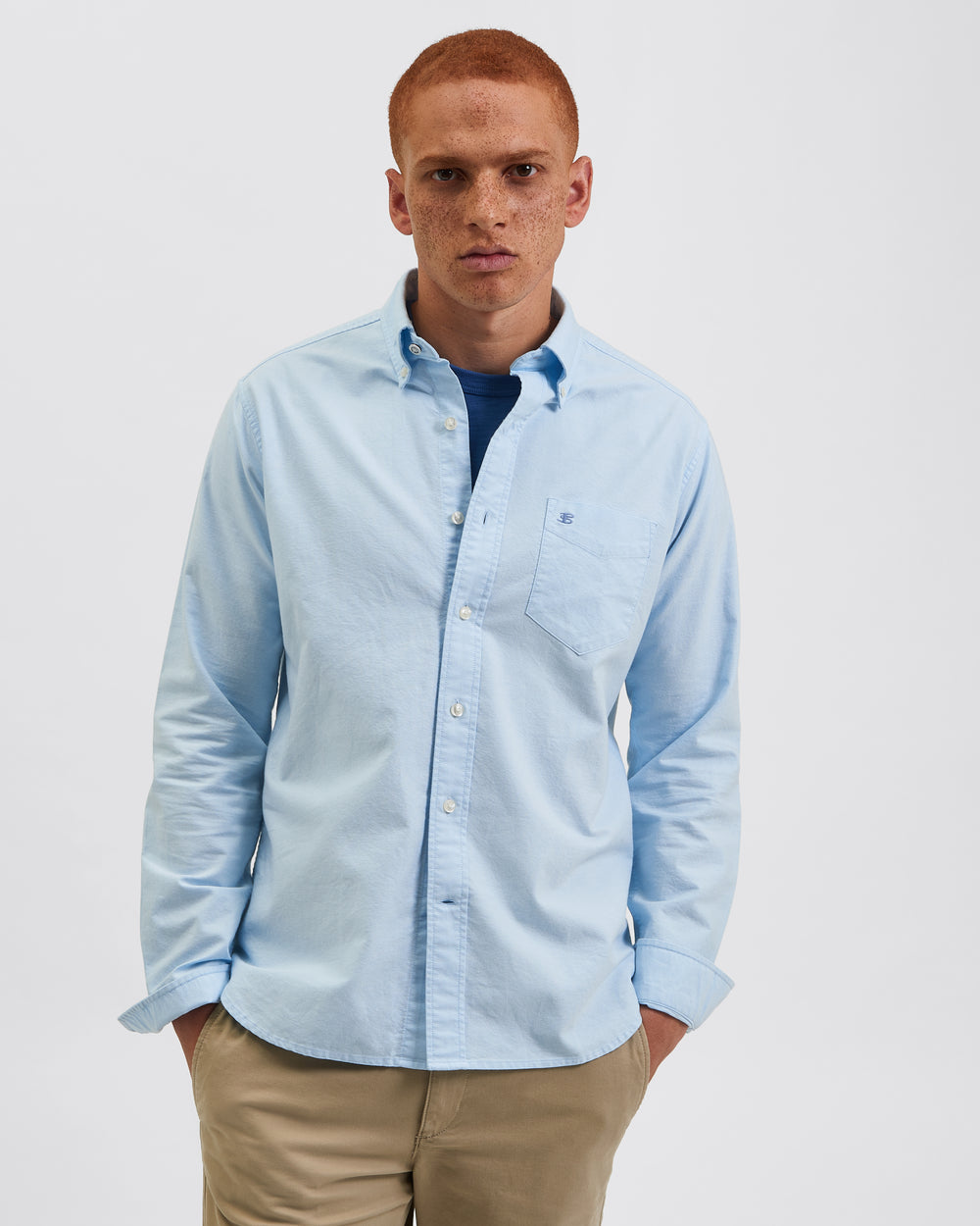 Ben Sherman Brighton Oxford Organic シャツ 青 | 192536-XNV