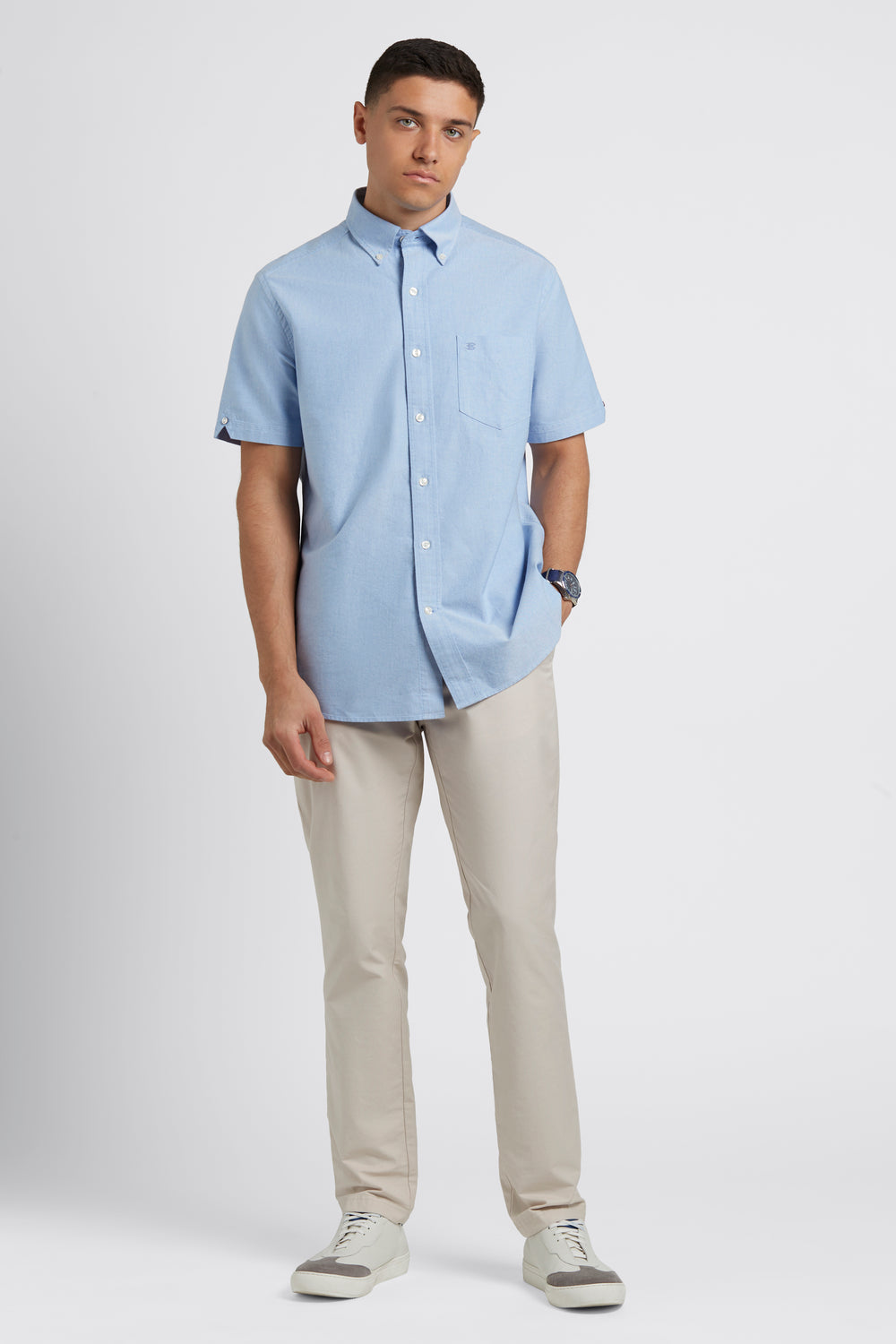 Ben Sherman Brighton Oxford Organic シャツ 青 | 473801-HTP