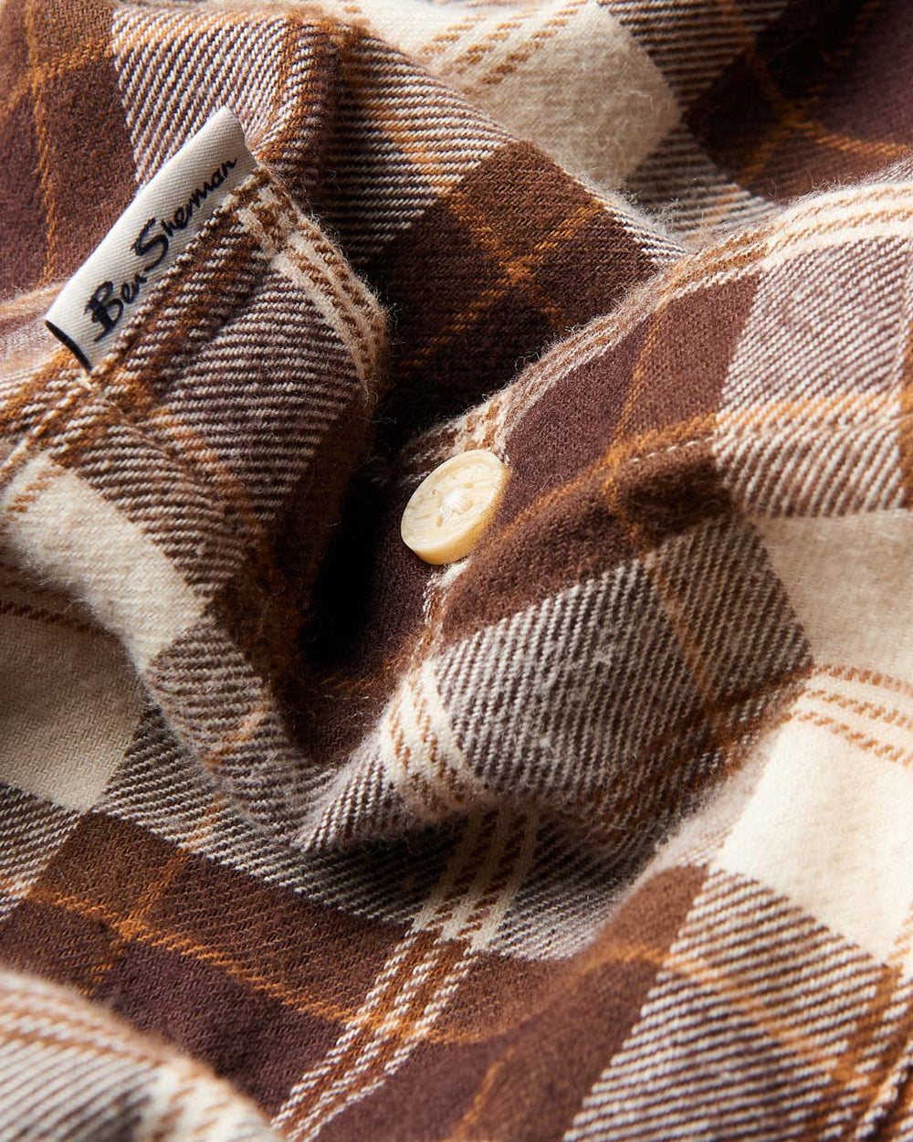 Ben Sherman Brushed Plain Check シャツ チョコレート | 786041-KYM