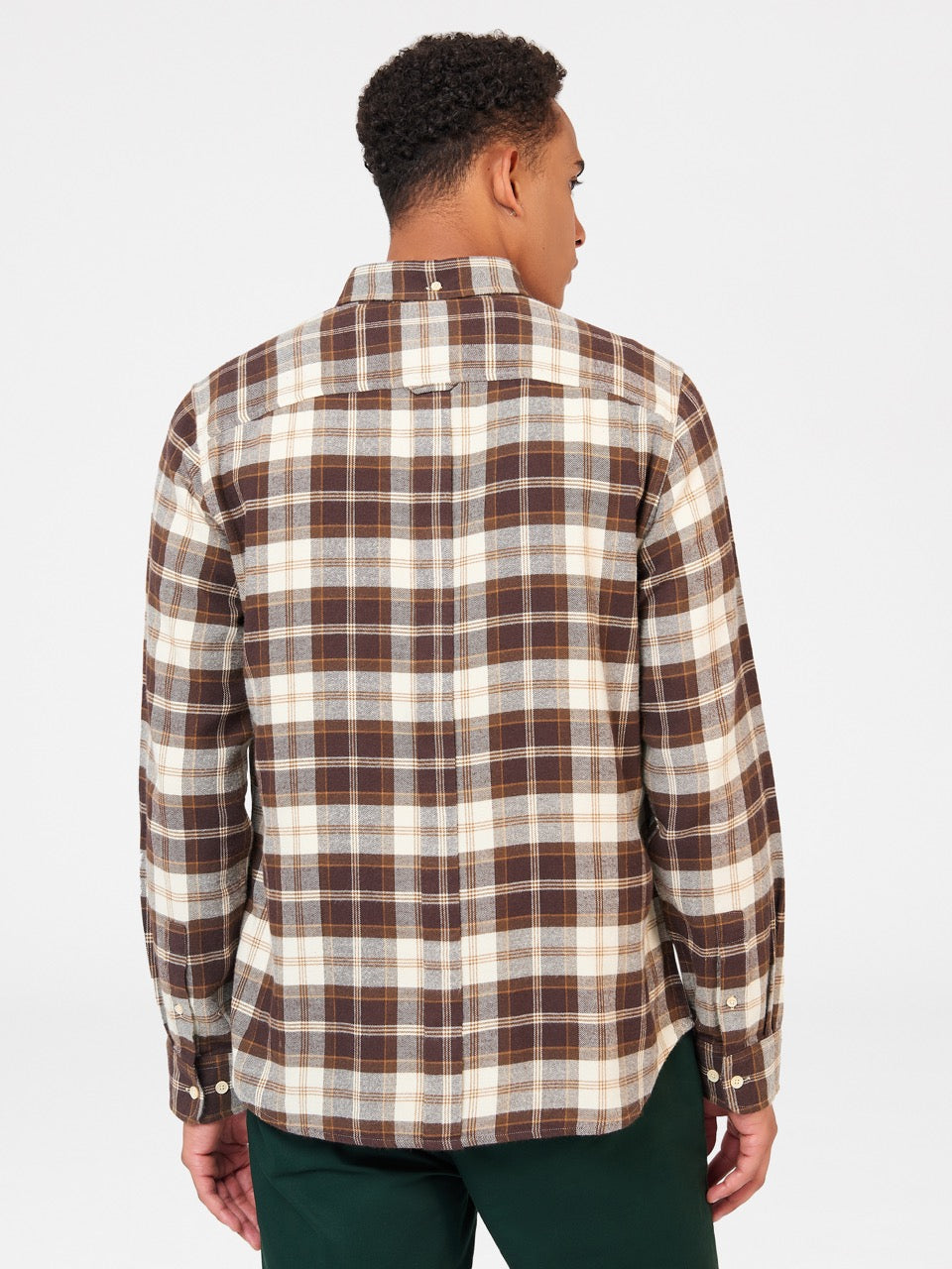 Ben Sherman Brushed Plain Check シャツ チョコレート | 786041-KYM