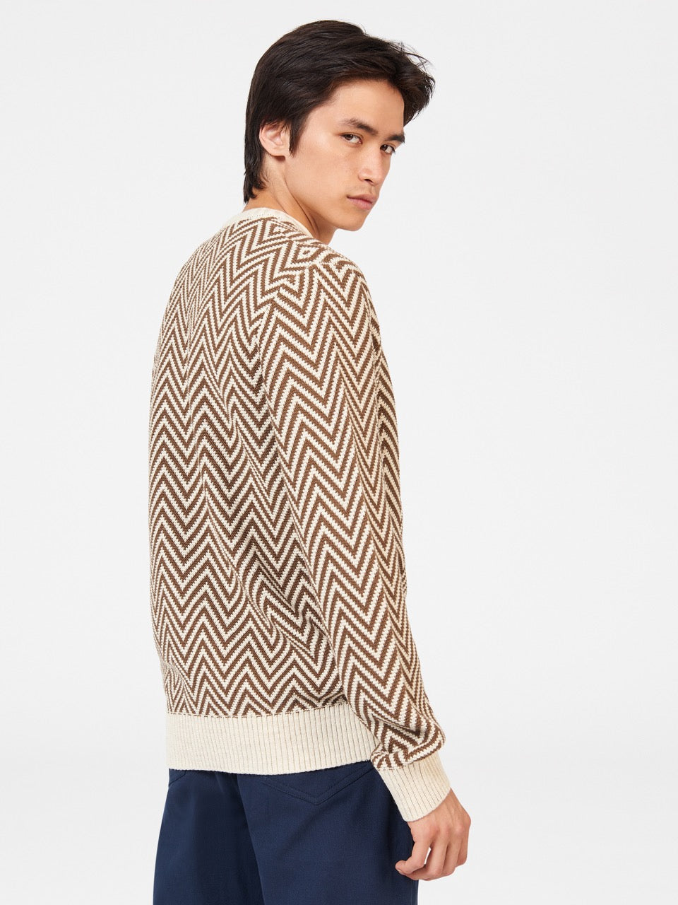 Ben Sherman Chevron Jacquard Crewneck ニットウェア 白 | 976801-QEG