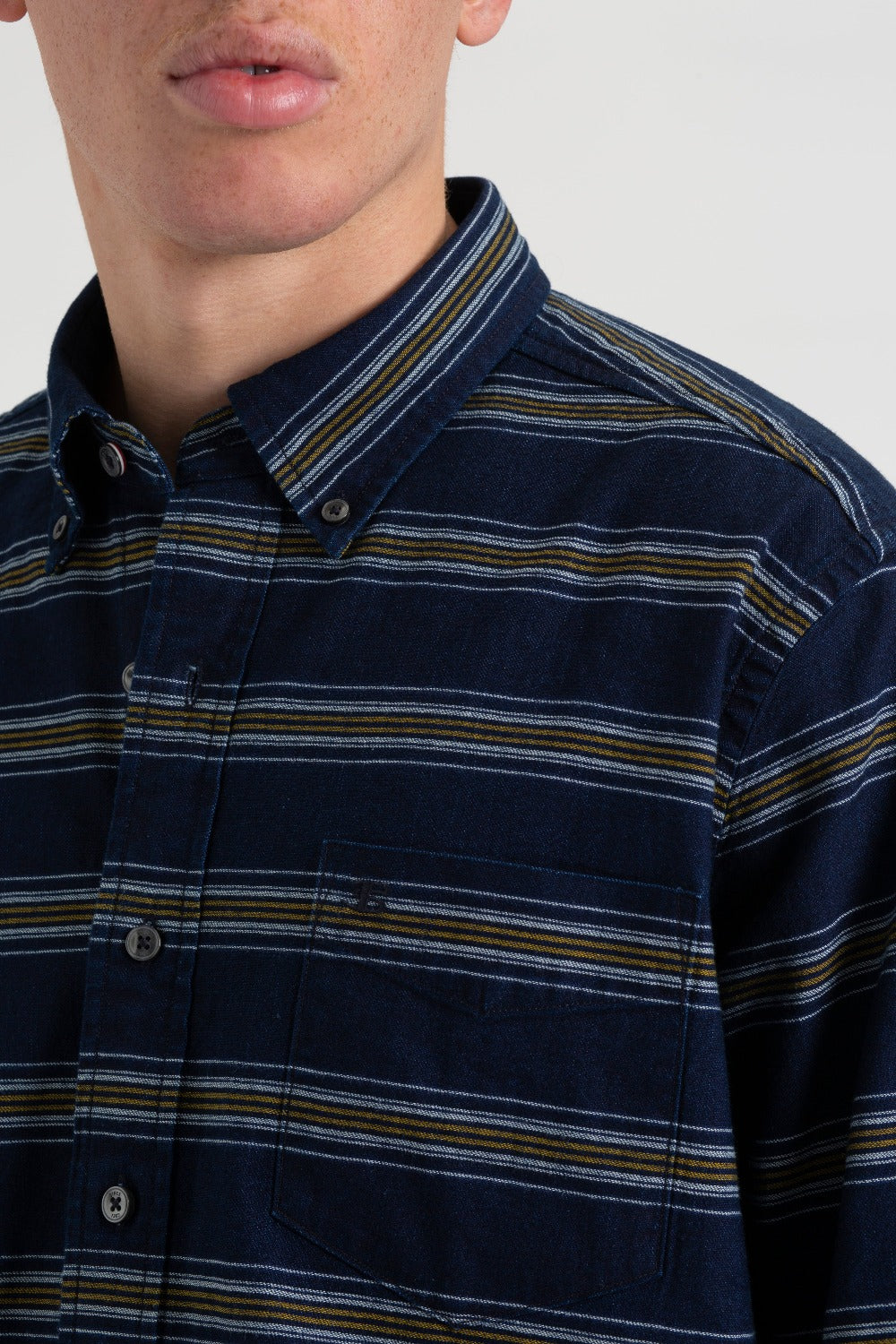 Ben Sherman Dalston Blues Long Sleeve Indigo Stripe シャツ インディゴブルー | 694301-CQS