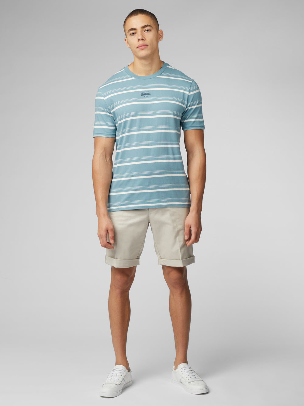 Ben Sherman Fine Stripe Tシャツ 青 | 754193-OFI