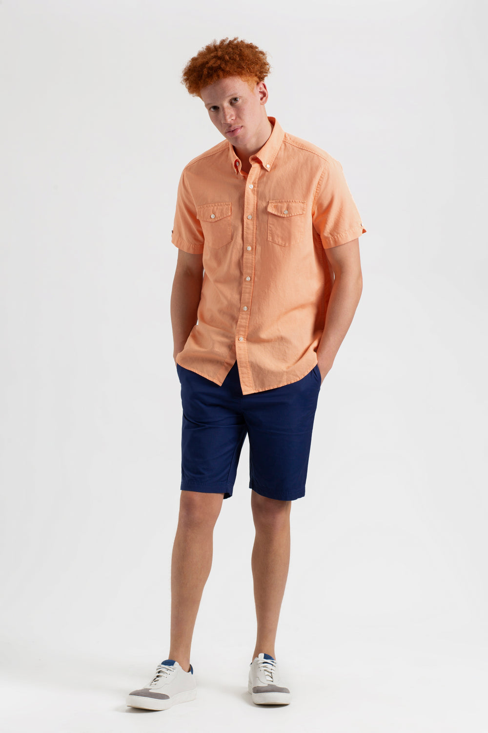 Ben Sherman Garment Dye Linen シャツ オレンジ | 276035-UEZ