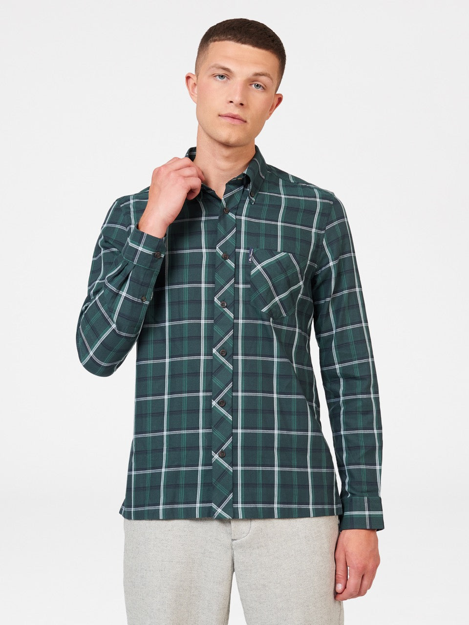 Ben Sherman Grid Check シャツ 緑 | 123896-FXG