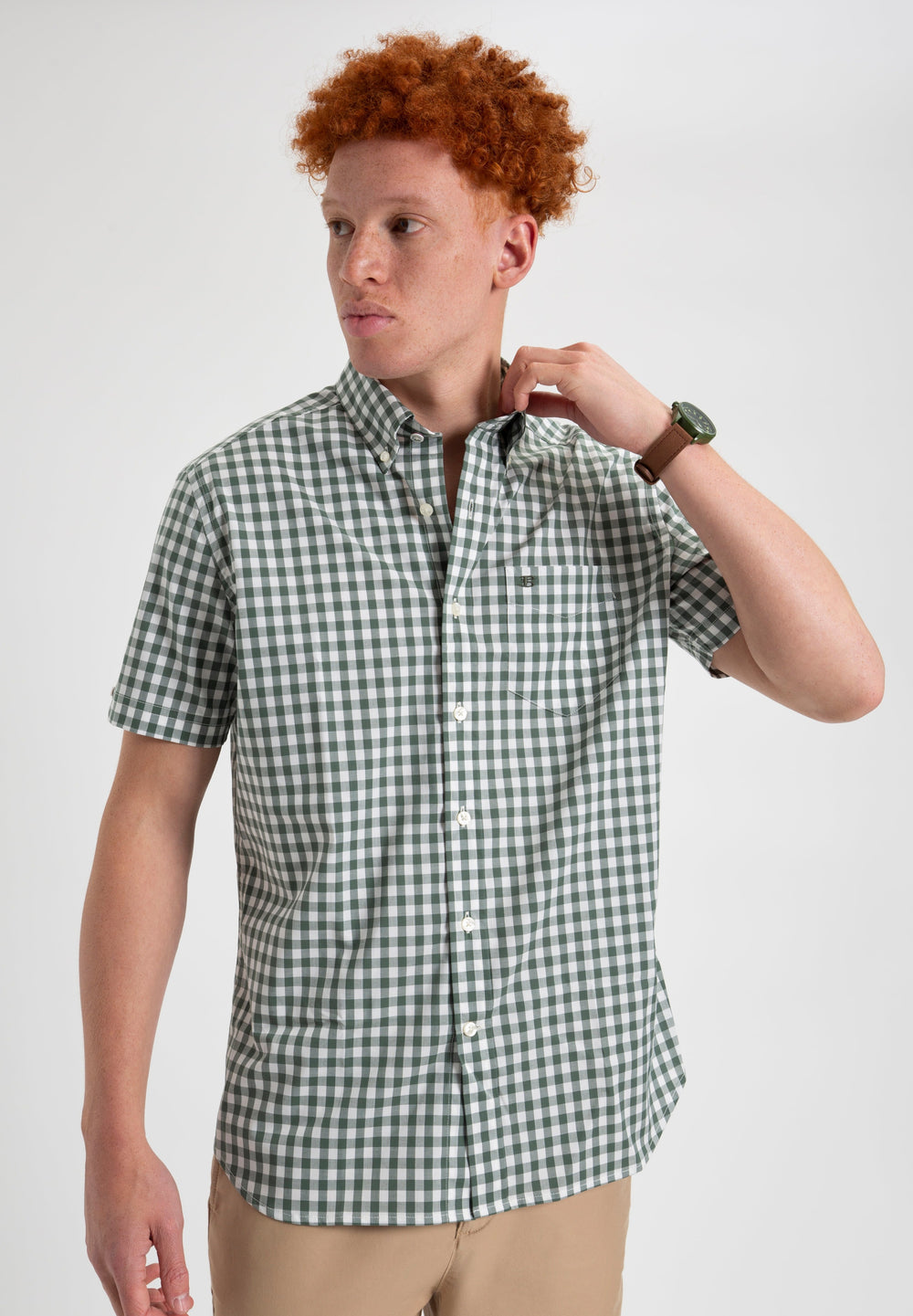 Ben Sherman House Poplin Gingham シャツ オリーブ | 784362-ILZ