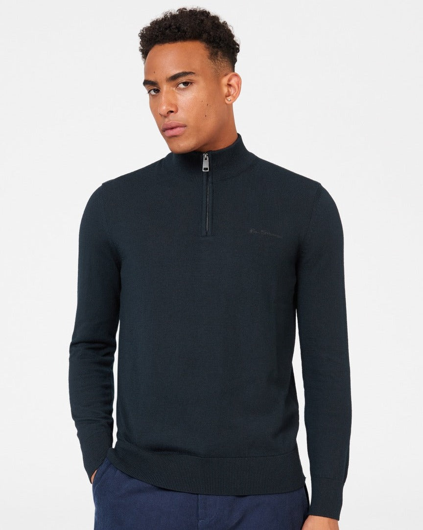 Ben Sherman Merino Half-Zip ニットウェア 黒 | 278934-GHI