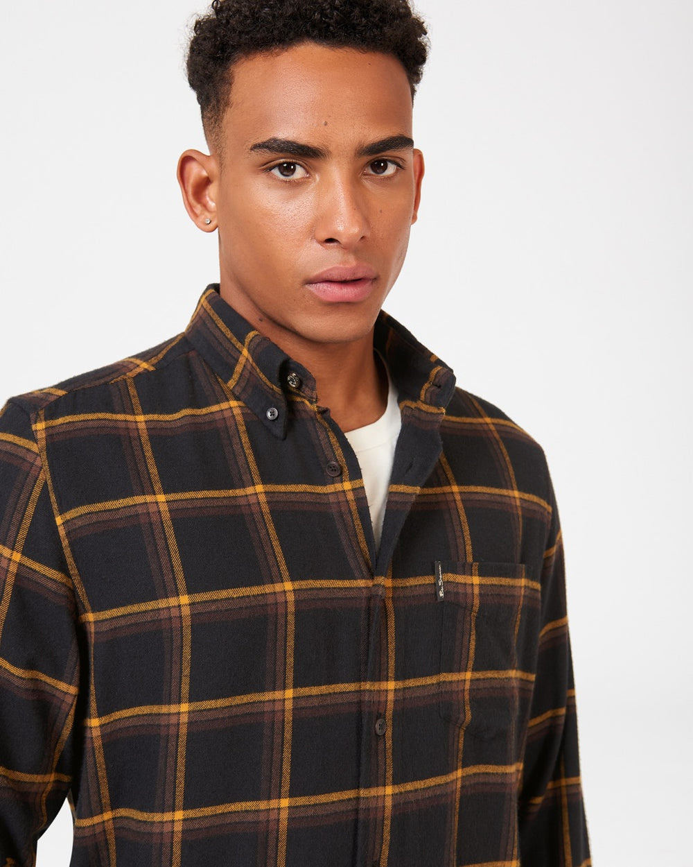 Ben Sherman Oversized Brushed Check シャツ 黒 | 934216-FDK