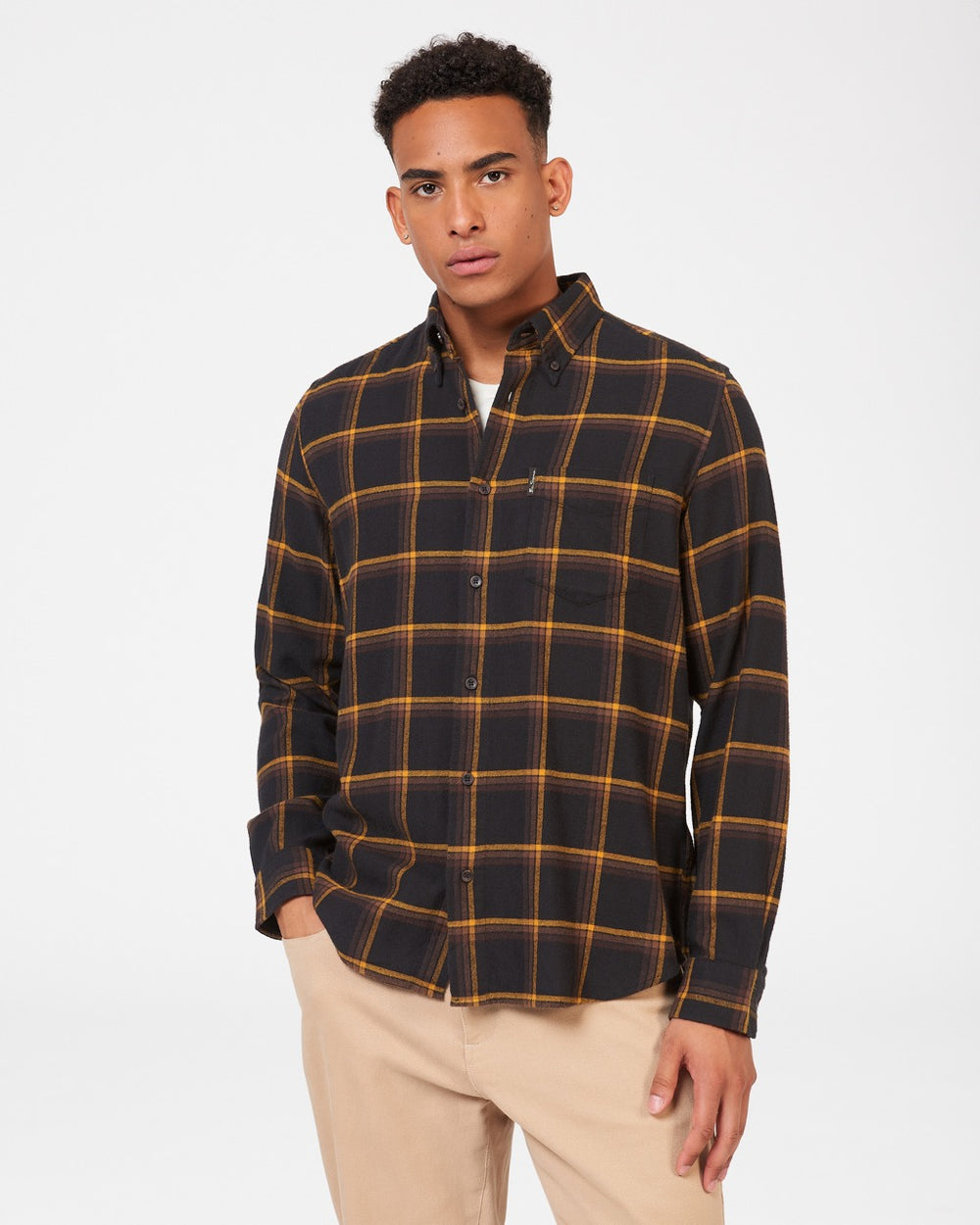 Ben Sherman Oversized Brushed Check シャツ 黒 | 934216-FDK