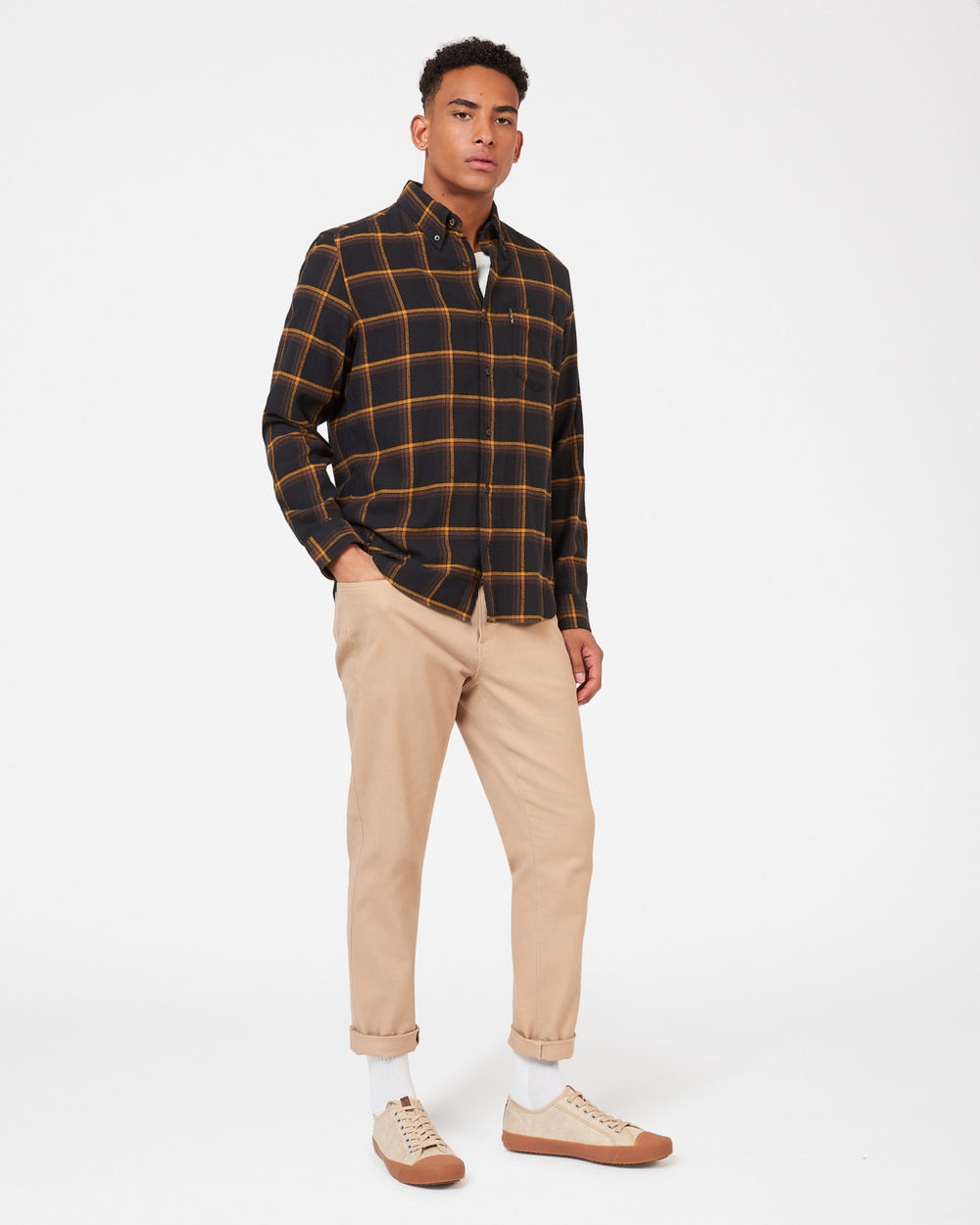 Ben Sherman Oversized Brushed Check シャツ 黒 | 934216-FDK