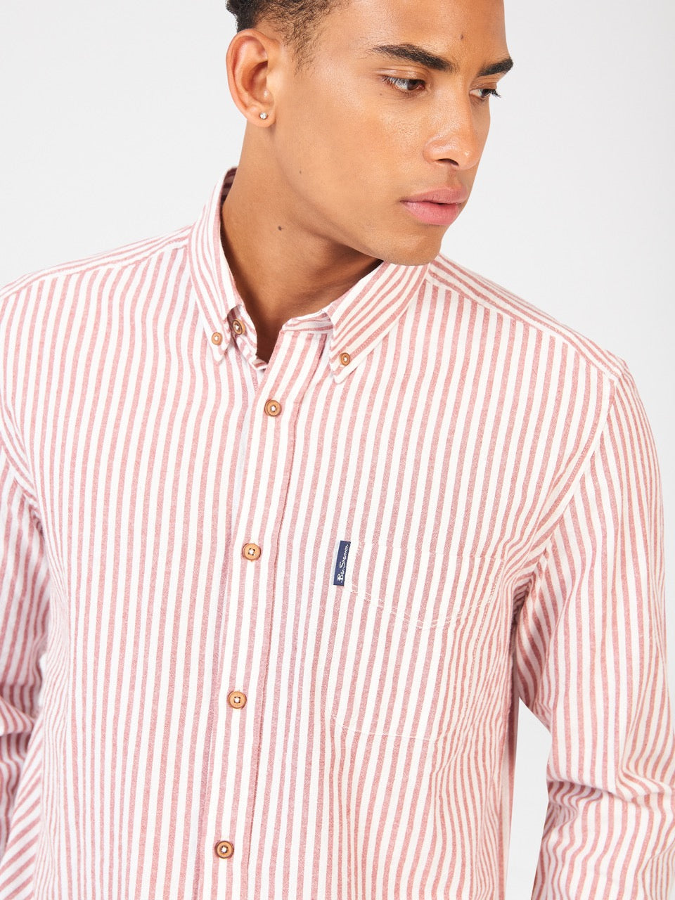 Ben Sherman Recycled Cotton Oxford Stripe シャツ オレンジ | 167405-WZX