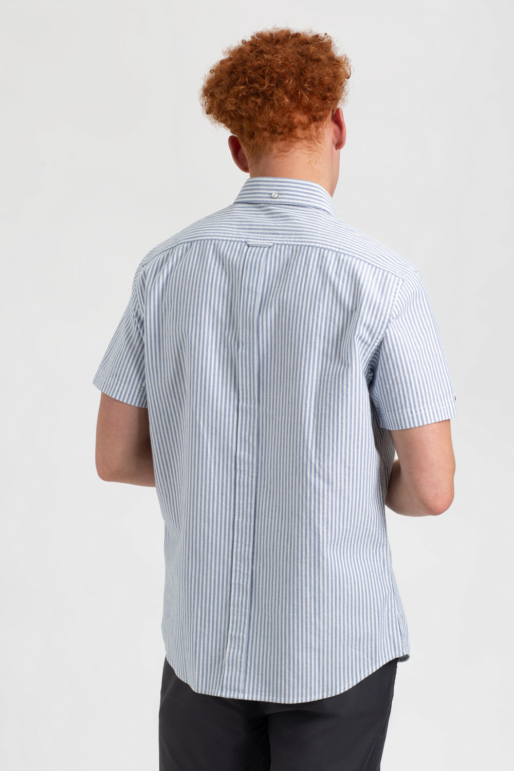 Ben Sherman Short Sleeve Brighton Oxford Organic Bengal Stripe シャツ インディゴブルー | 862704-XUM