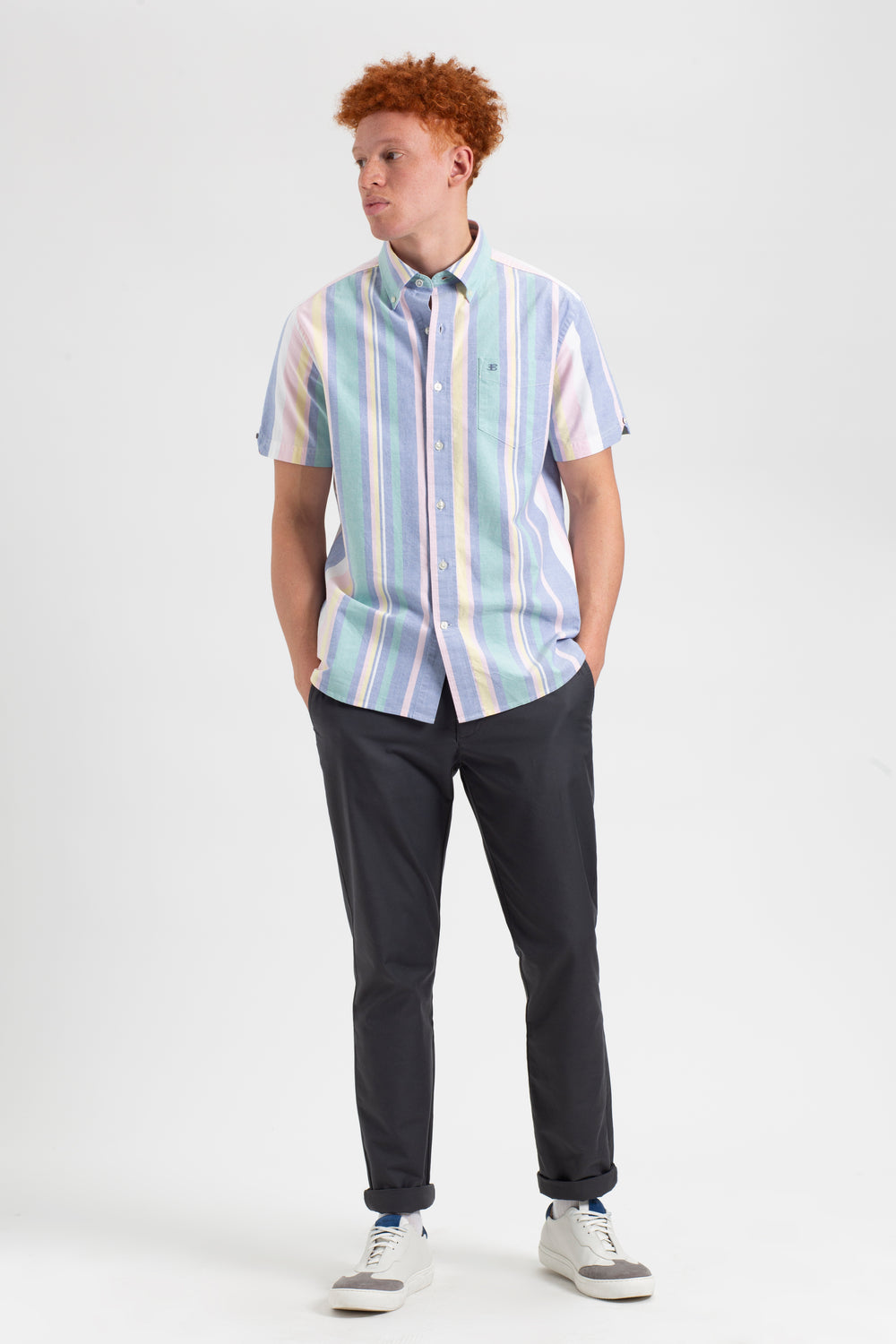 Ben Sherman Short Sleeve Brighton Oxford Organic Stripe シャツ カラー | 605917-WSY