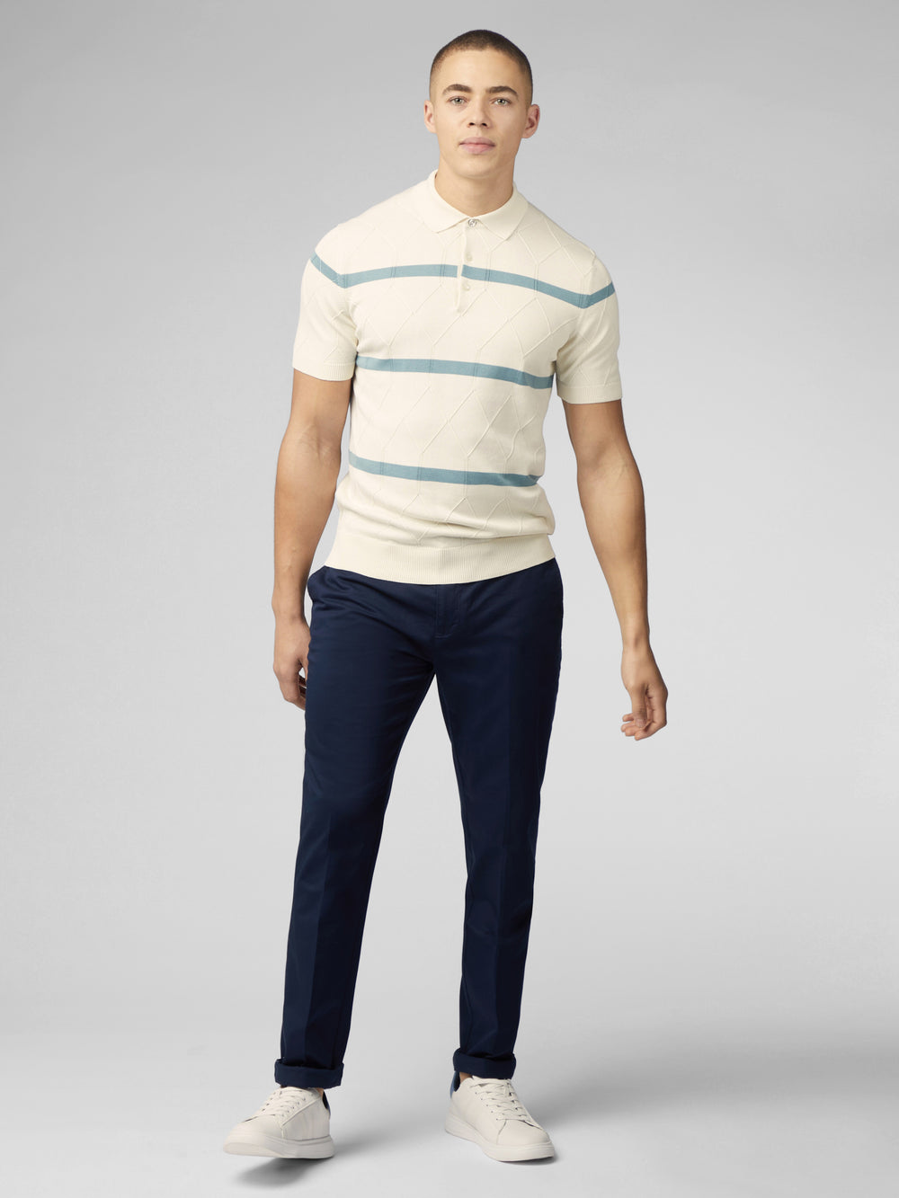 Ben Sherman Signature Argyle Stripe Polo ニットウェア 白 | 675801-YWM