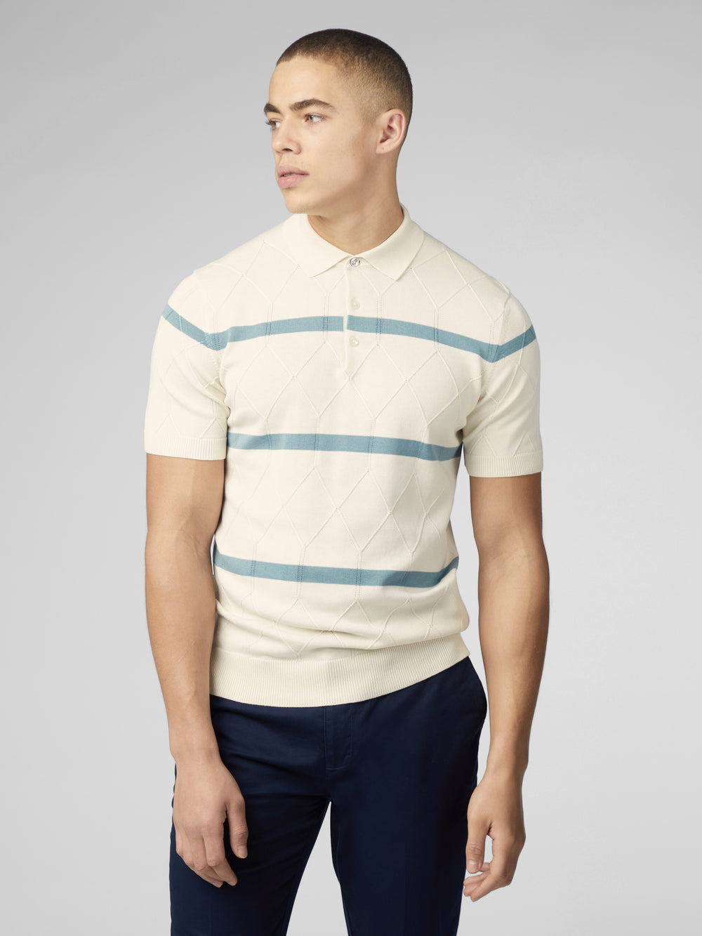 Ben Sherman Signature Argyle Stripe Polo ニットウェア 白 | 675801-YWM