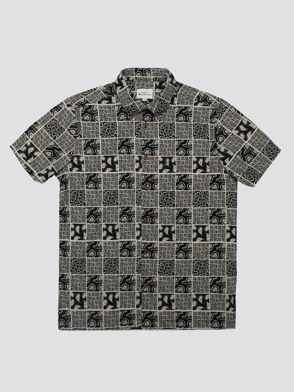 Ben Sherman Signature Checkerboard Paisley Print シャツ 黒 | 816035-DAJ