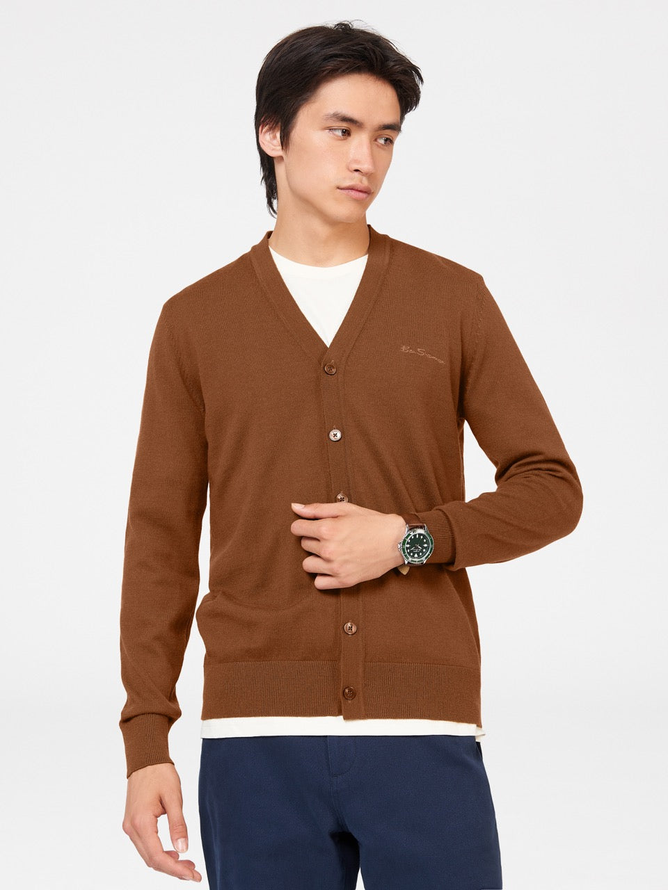 Ben Sherman Signature Merino Cardigan ニットウェア ブラウン | 385602-GDT