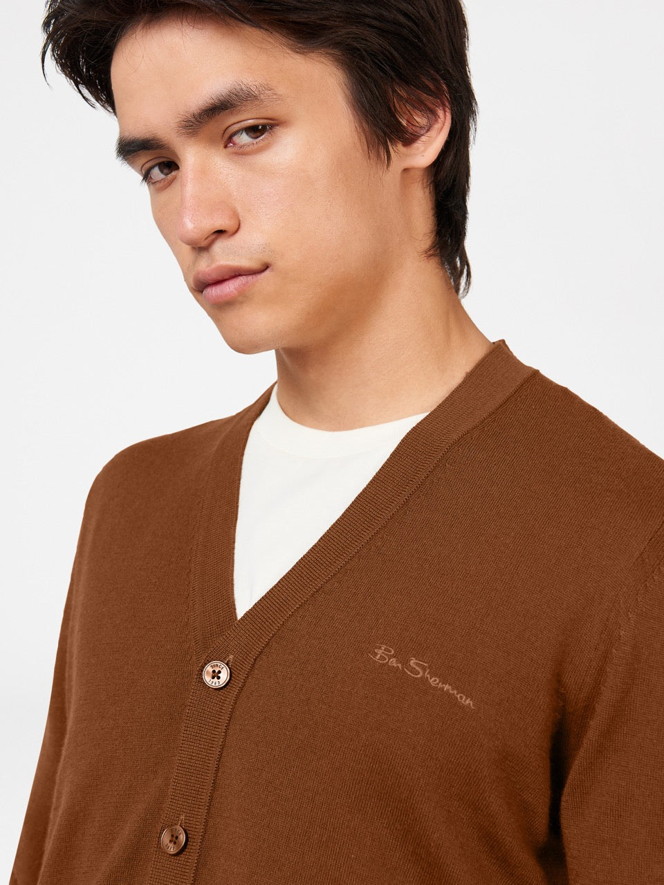 Ben Sherman Signature Merino Cardigan ニットウェア ブラウン | 385602-GDT