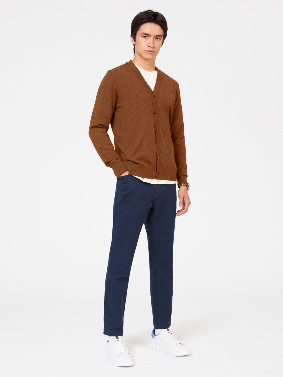 Ben Sherman Signature Merino Cardigan ニットウェア ブラウン | 385602-GDT