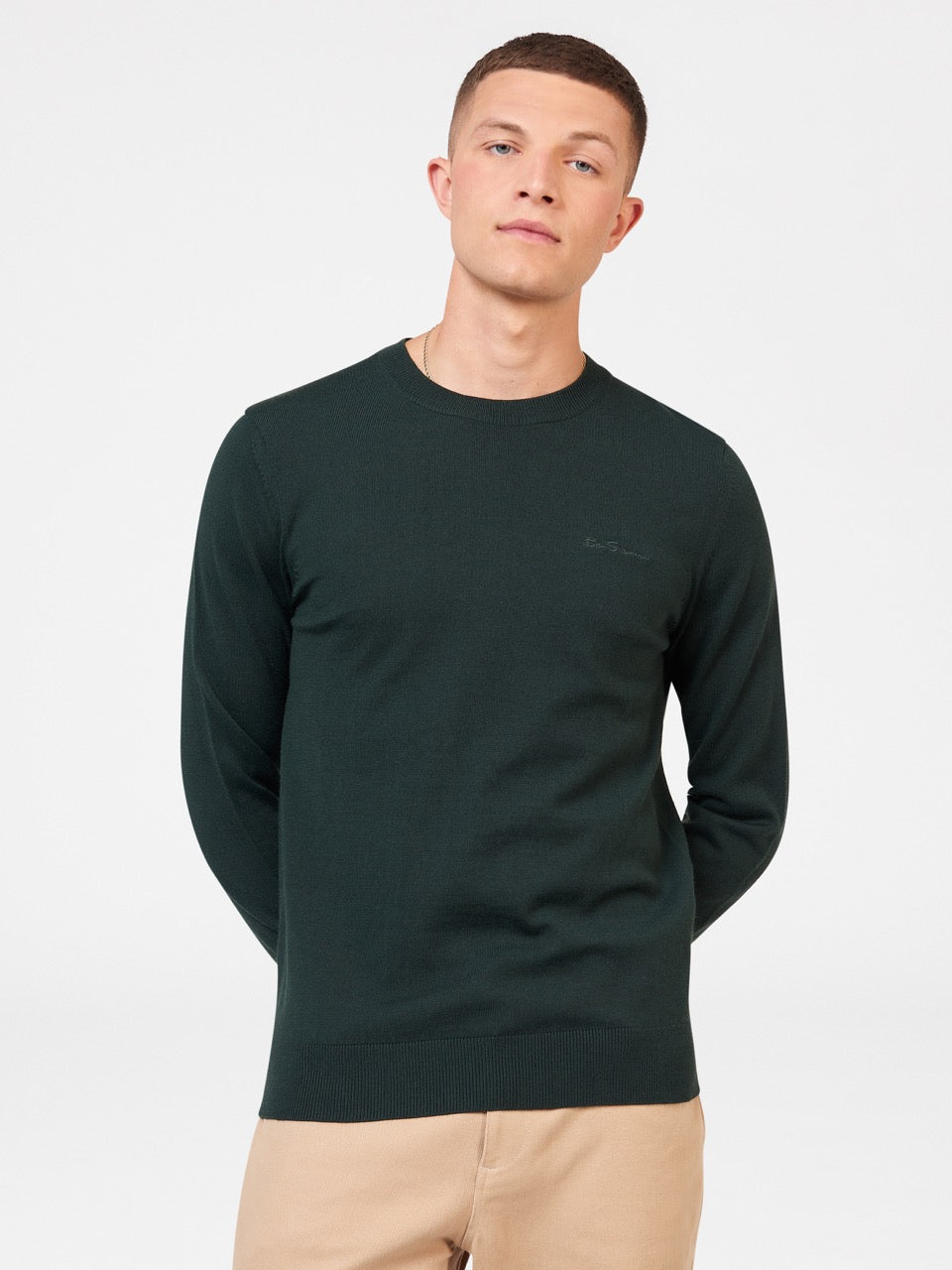 Ben Sherman Signature Merino Crewneck ニットウェア 暗緑 | 475392-LMW