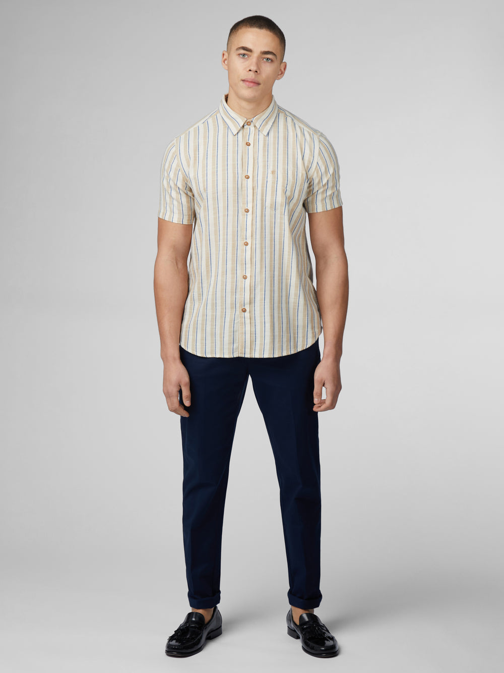 Ben Sherman Signature Mod Stripe シャツ 白 | 076389-ZNU