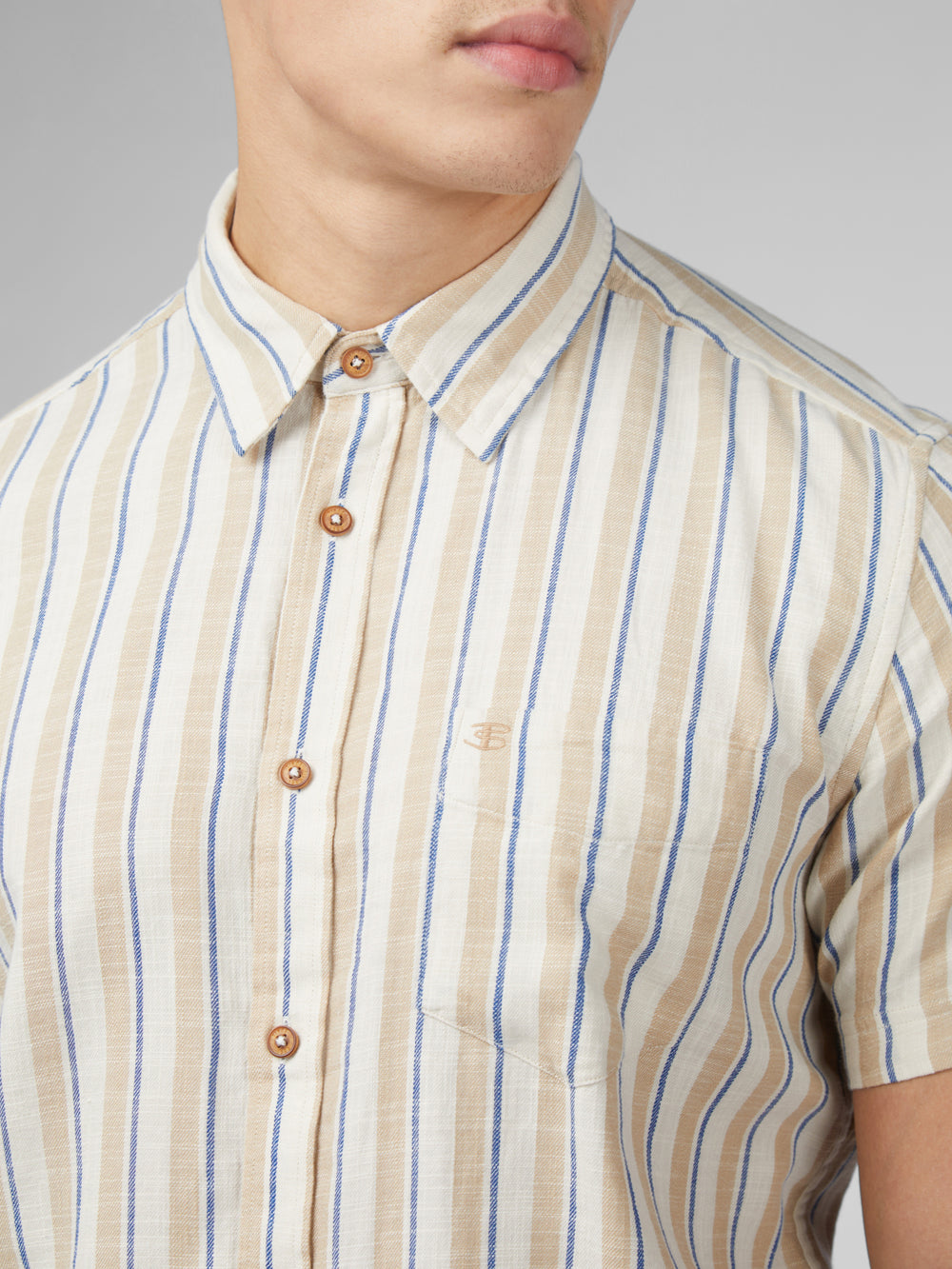 Ben Sherman Signature Mod Stripe シャツ 白 | 076389-ZNU