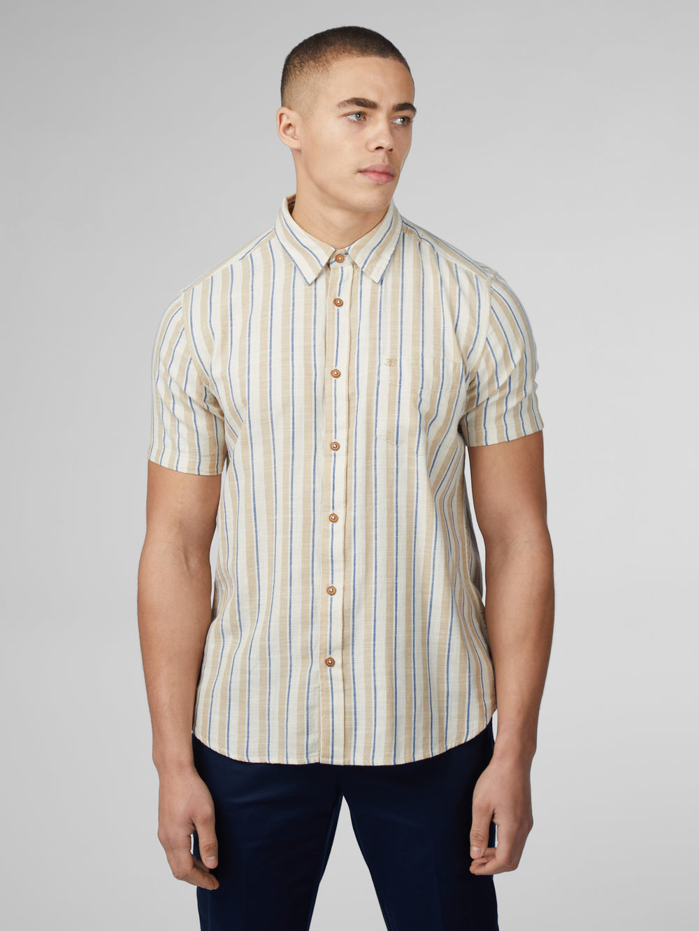 Ben Sherman Signature Mod Stripe シャツ 白 | 076389-ZNU